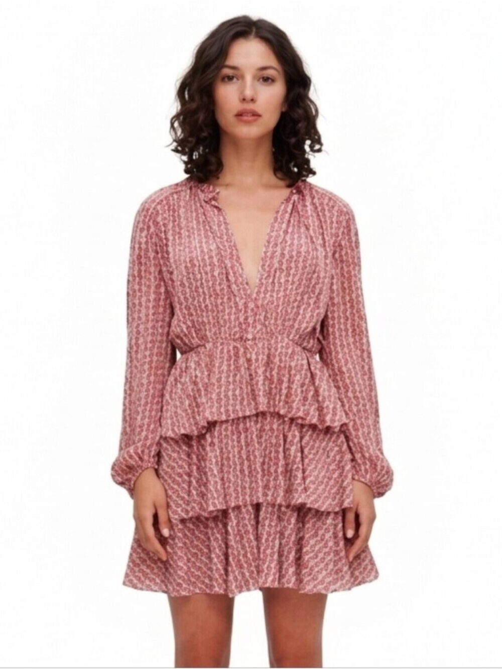 NWT Maje Rilivate Floral Print Tiered Mini Dress